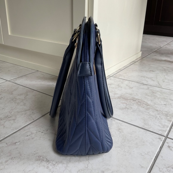 Pierre Cardin Quilted Navy Vegan Leather Tote Bag - Picture 6 of 17